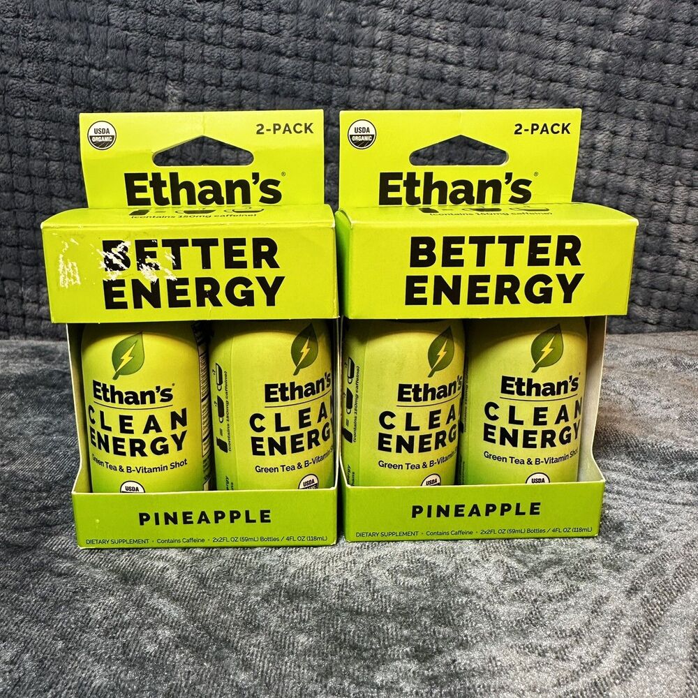 Ethan's Organic Clean Energy Shots Pineapple, Sugar Free - (2) 2 Packs